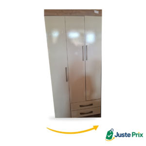 Armoire 3 portes 2 tiroirs blanche