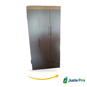 Armoire 3 portes 2 tiroirs grise