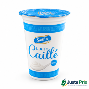 Pot de lait caillé Swiha 500 ml, emballage bleu et blanc sur fond blanc Juste Prix.