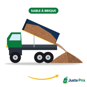 Camion benne déversant du sable à brique, Juste Prix