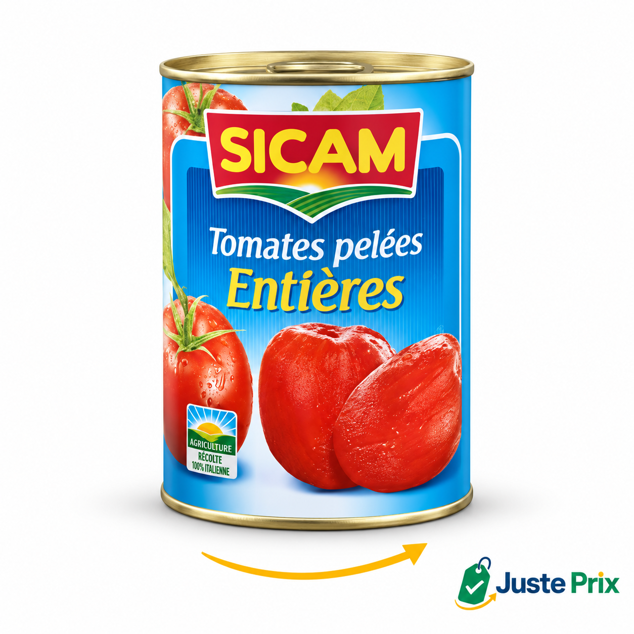 Tomates pelées entières — Sicam, carton de 24 × 400 g