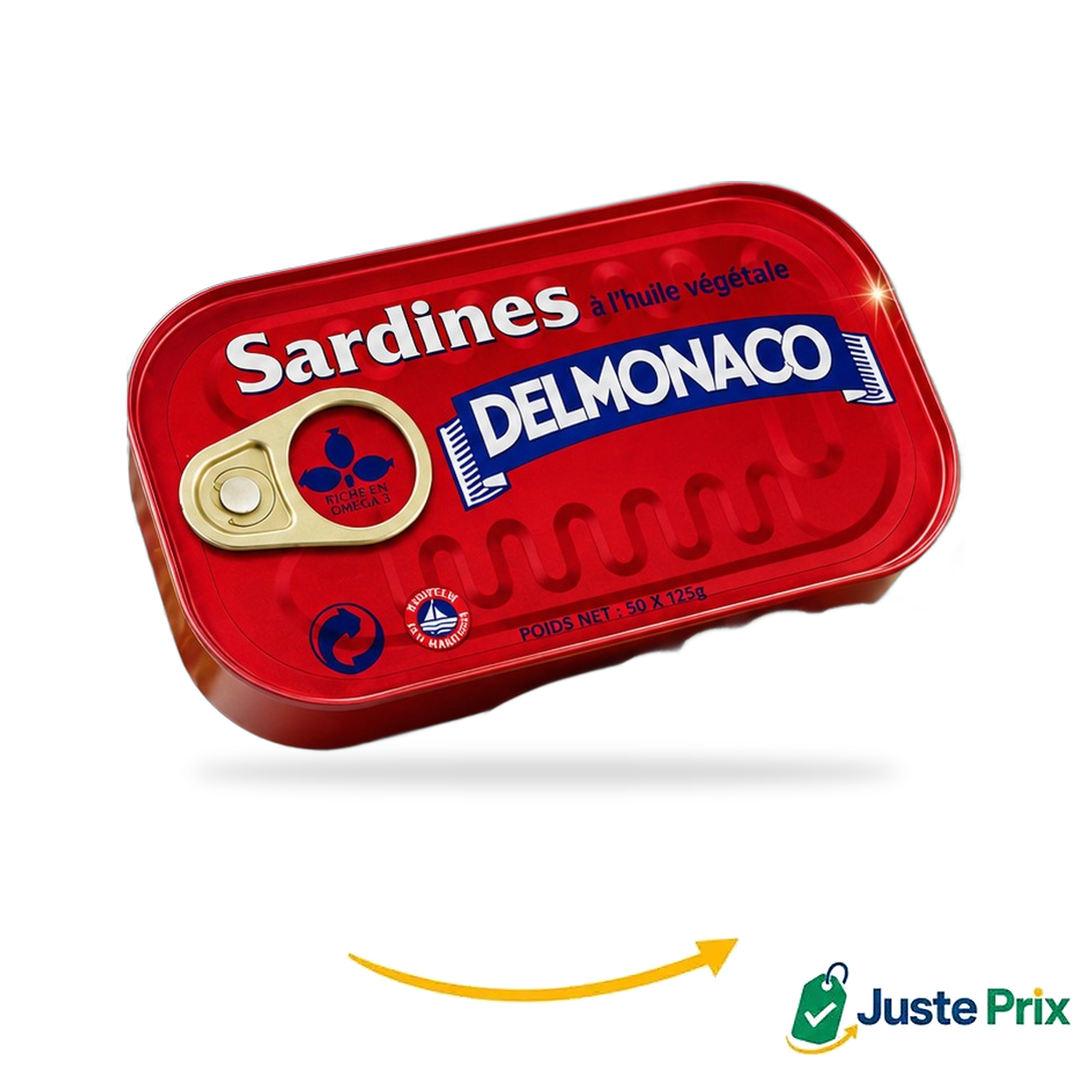 Sardines Delmonaco à l’huile végétale (carton de 50 × 125 g)